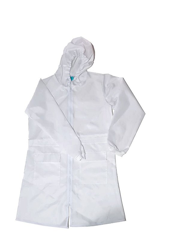 Jaleco em Nylon Impermeável com Punho e Elástico na cintura