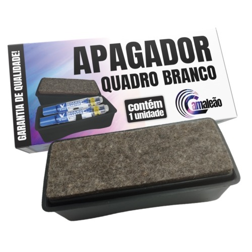Apagador para Quadro Branco, Negro e Verde com estojo p/ 02 canetas