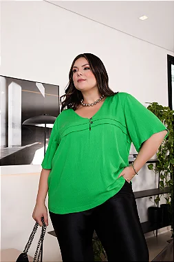 Blusa Botões Frente Plus Size