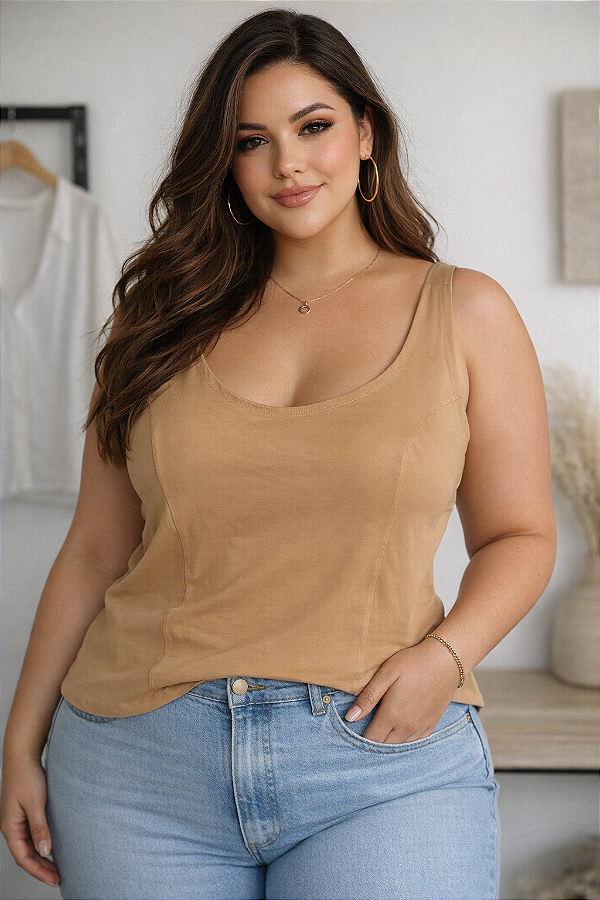 Blusa Recorte Malha Plus Size