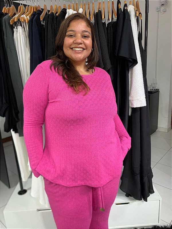Blusa Manga Longa Tricô Plus Size