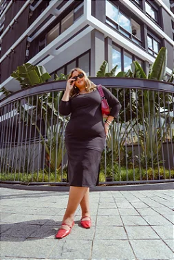 Vestido Mide ML Malha Plus Size