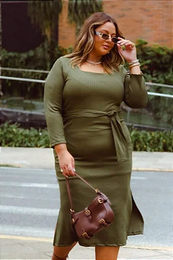 Vestido Mide ML Malha Plus Size
