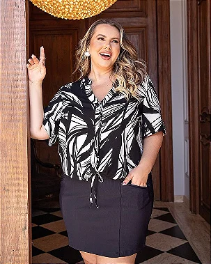 Saia Bolso Frente Malha Plus Size