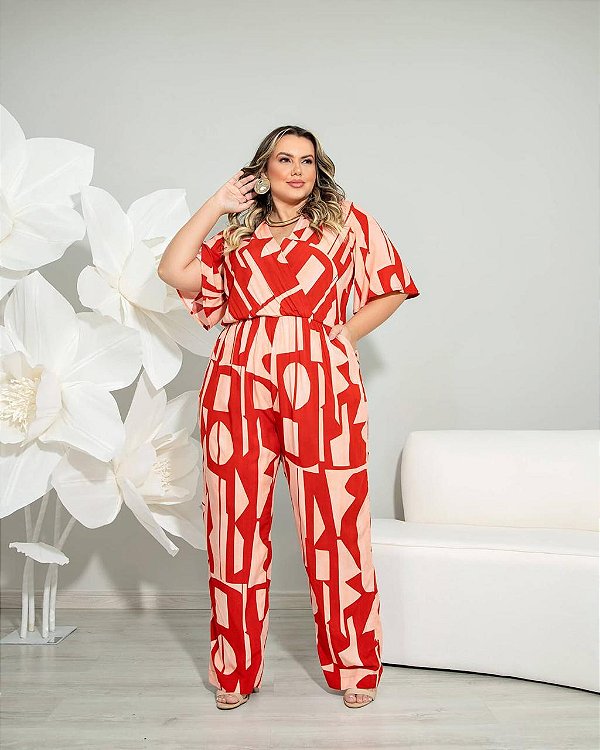 Macacão Longo Transpasse Plus Size