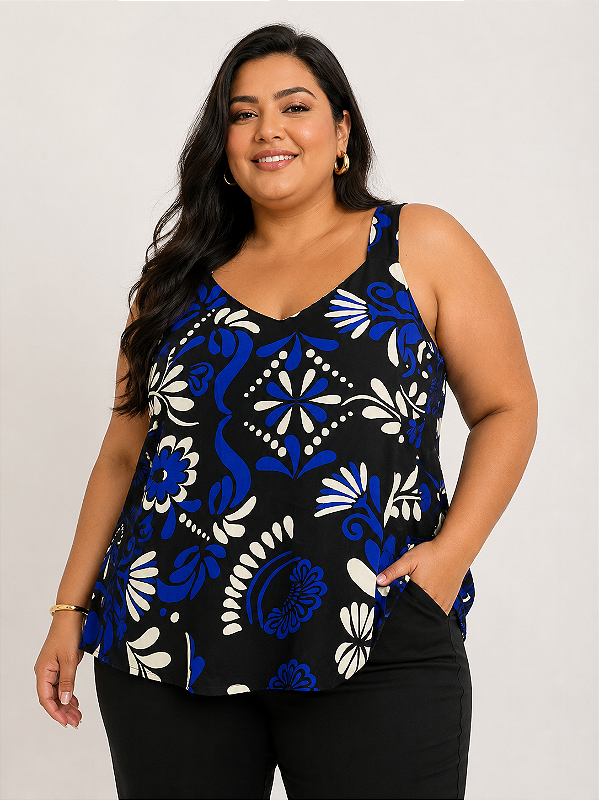 Regata Alça Larga Fernanda Plus Size