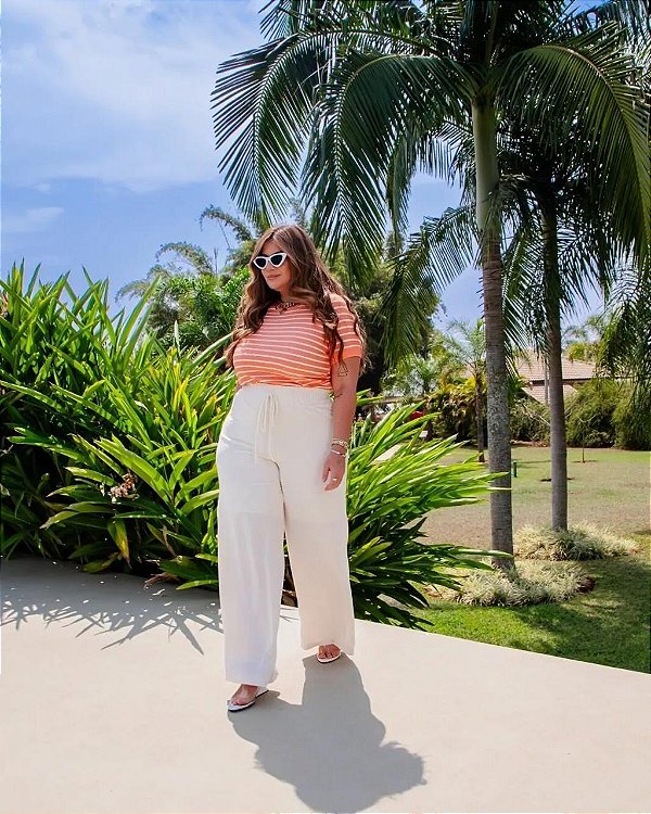 Calça Pantalona com Elastico Plus Size