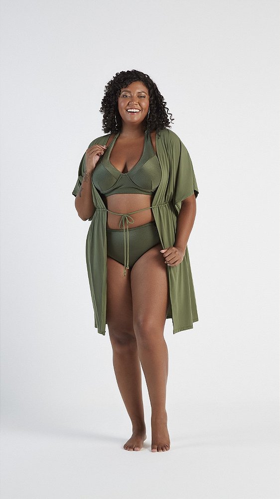 Saida De Praia Kimono Plus Size