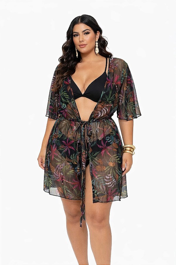 Saida Tule Amarração Plus Size