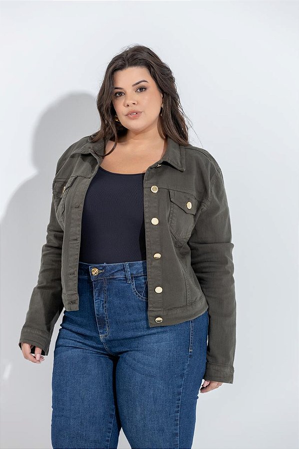 Jaqueta Jean Over Plus size