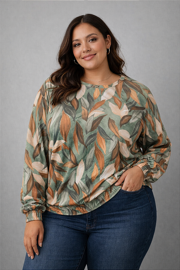 Blusa Com Elástico Plus Size