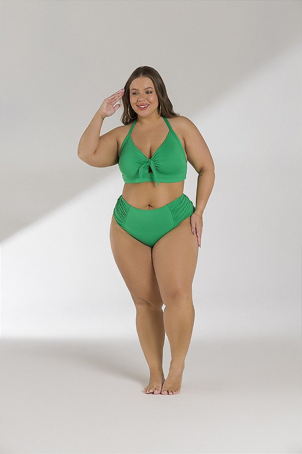 Calcinha Plus Tanga Mid Laterais Franzidas Plus Size