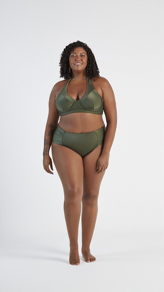 Top Praia Recortes e Bojo  Removivel Plus Size