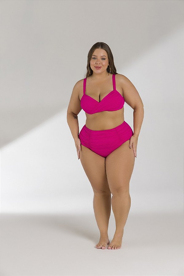 Top Praia Bojo Fijo Transpassado Plus Size