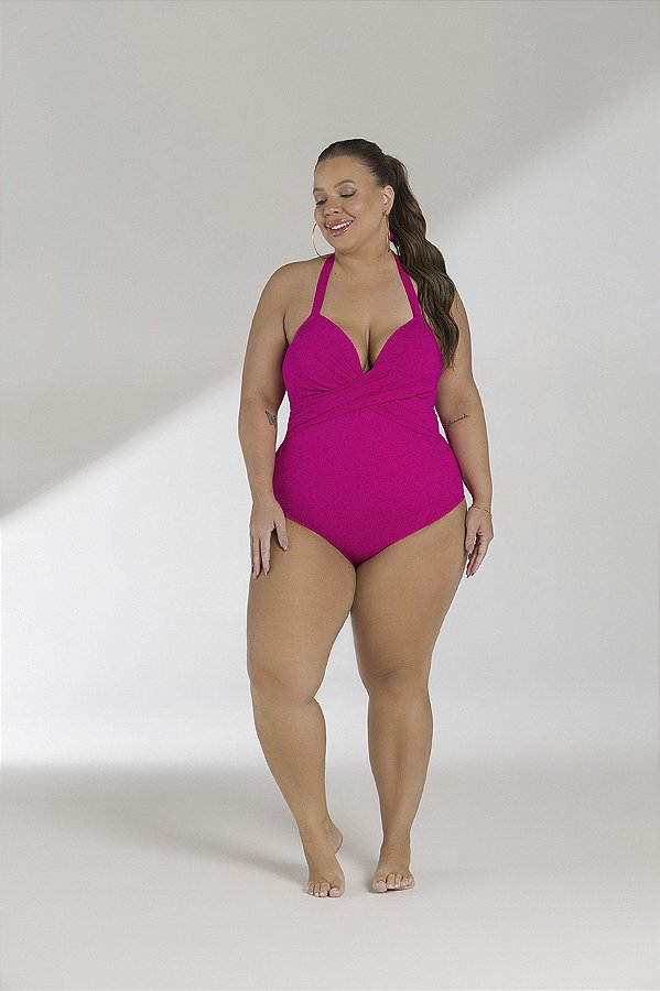 Maiô Plus Camada Transpassada Efeito Lipo Plus Size