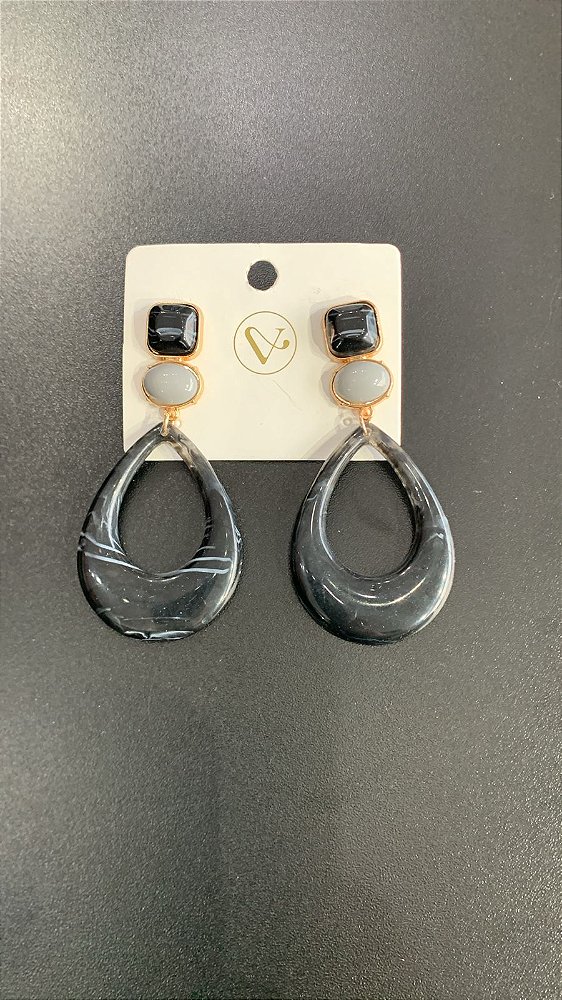 Brinco  Metal Com Resina Dourado