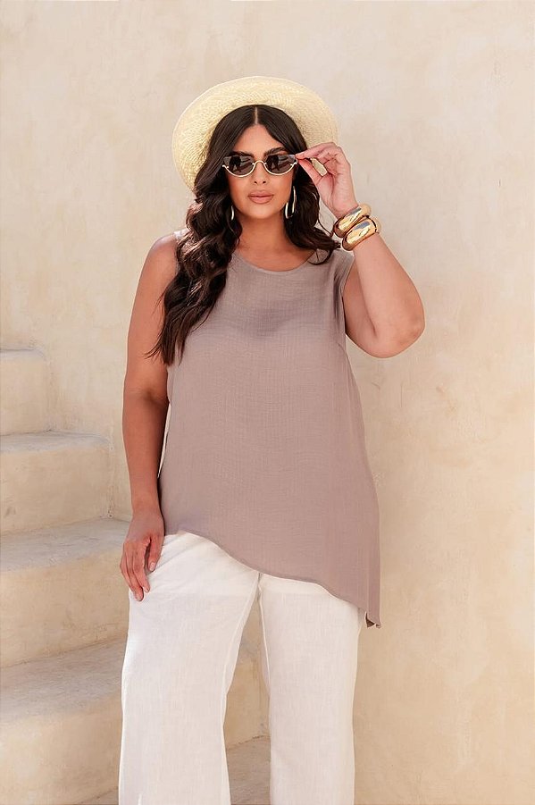 Regata Assimétrica Textura Plus Size