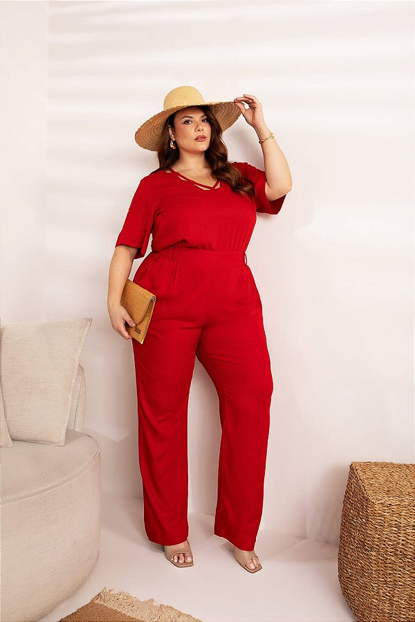 Calça Vies Bolso Liso Plus Size