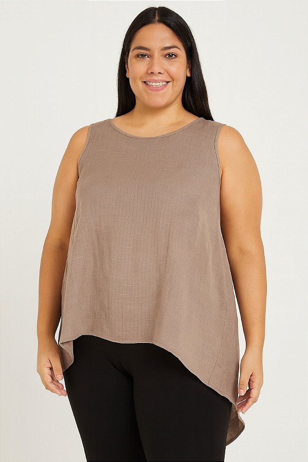 Blusa Regata Recorte e Tiras Plus size