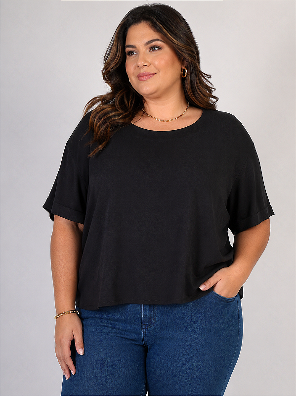 Blusa Lisa Onda Manga Plus Size