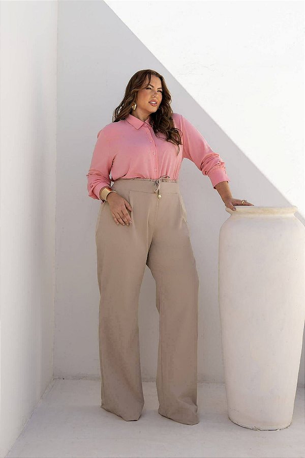 Calça Cós Duplo Ajuste Plus Size