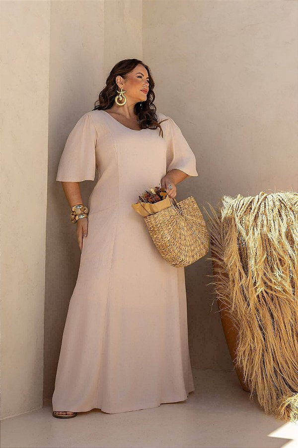 Vestido Lastex costa Longo Plus Size