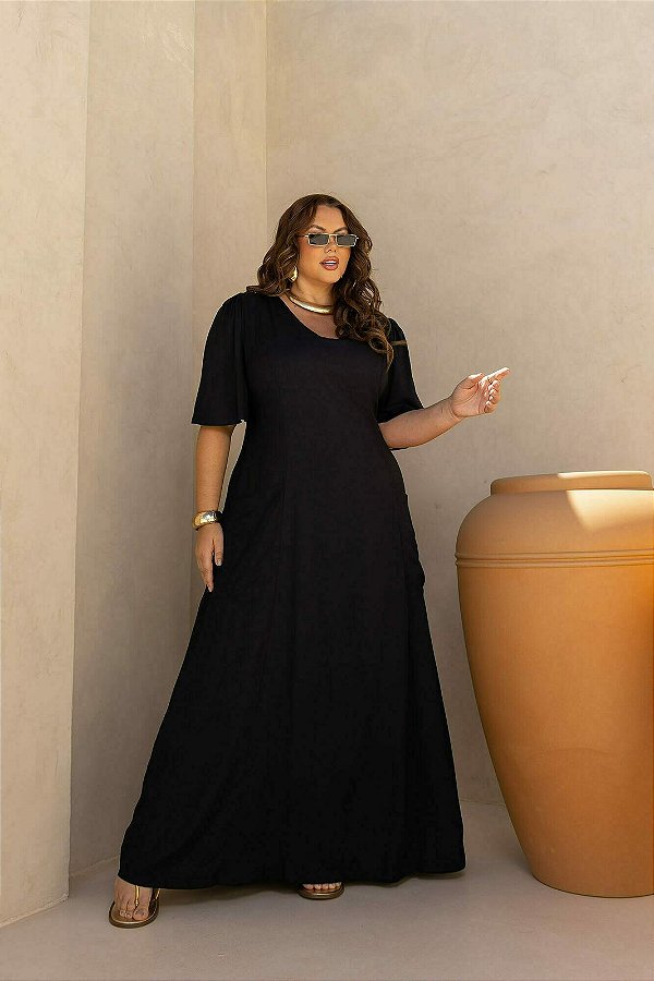 Vestido Lastex costa Longo Plus Size