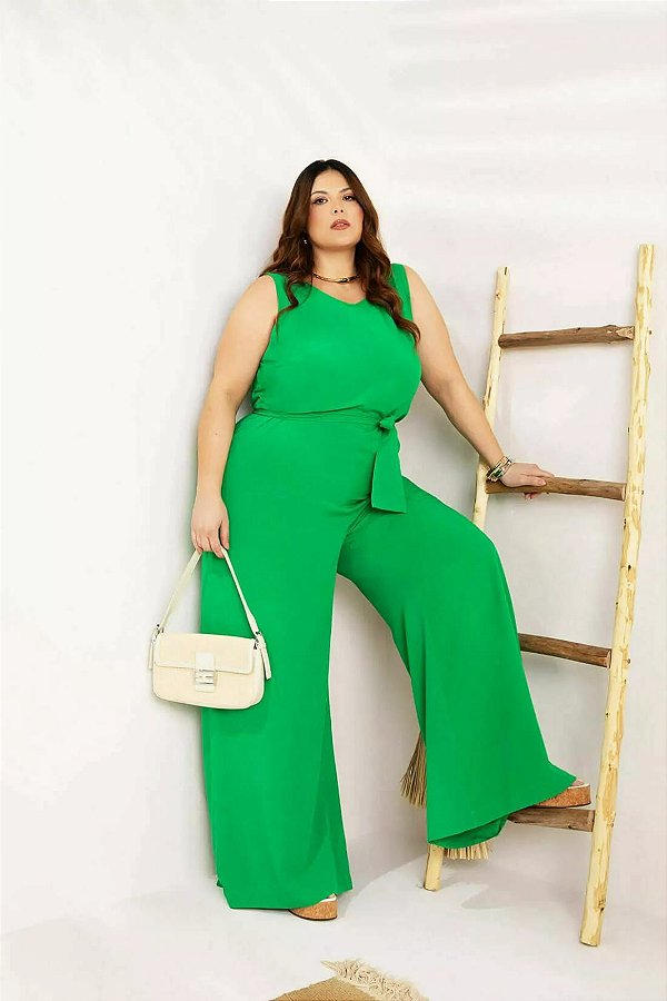 Macacão Longo Amplo Viscose Verde