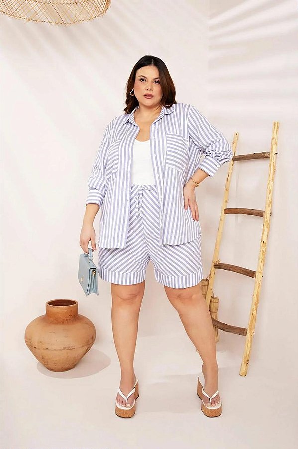 Conjunto Camisa e Short Listrado