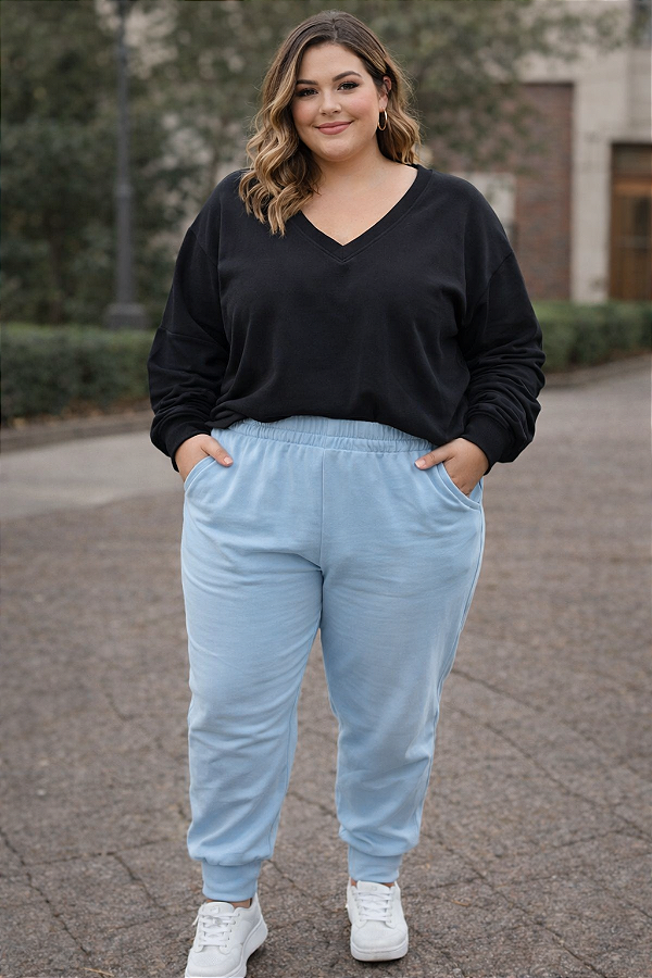 Calça Moletom Com Ribana