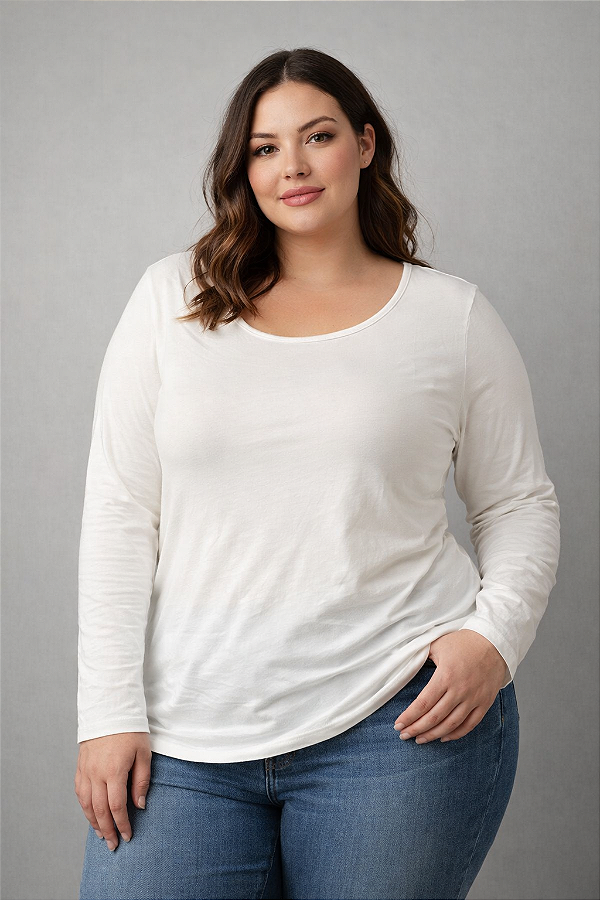 Blusa Básica de Viscose Plus Size