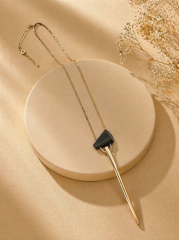 Colar Longo Metal Dourado