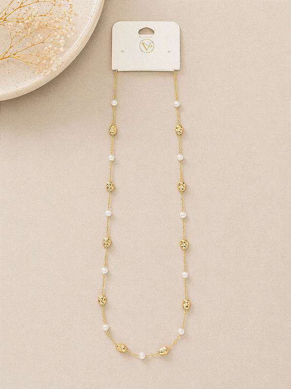 Colar Longo Metal Dourado