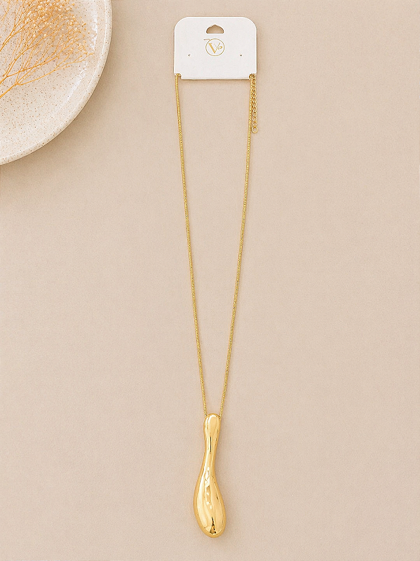 Colar Longo Metal Dourado