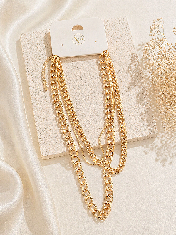 Kit Colar Metal Dourado