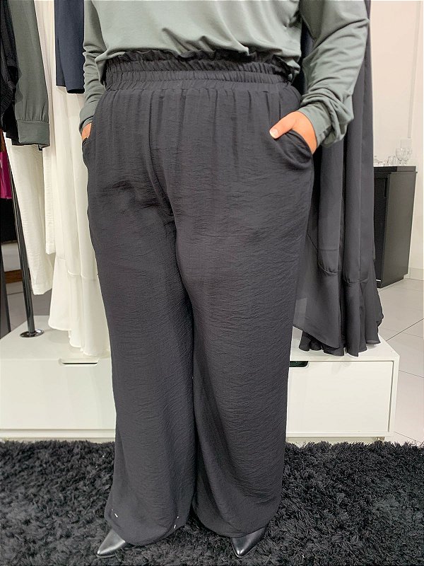 Calça Pantalona Forrada Elastico na  Cintura