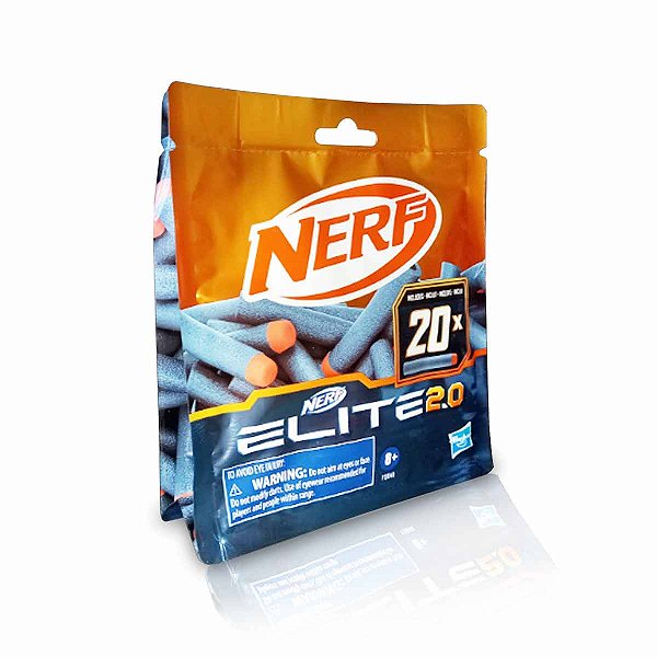 NERF - Refil de 20 Dardos Elite 2.0, Azul e Laranja