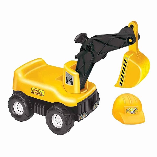 Trator Max Escavadeira Infantil Grande Com Capacete