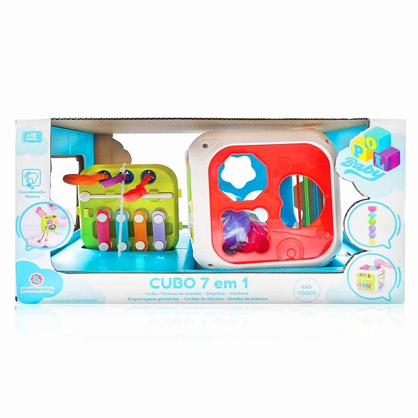 Brinquedo para bebês - Cubo 7 em 1 - Monta e encaixa