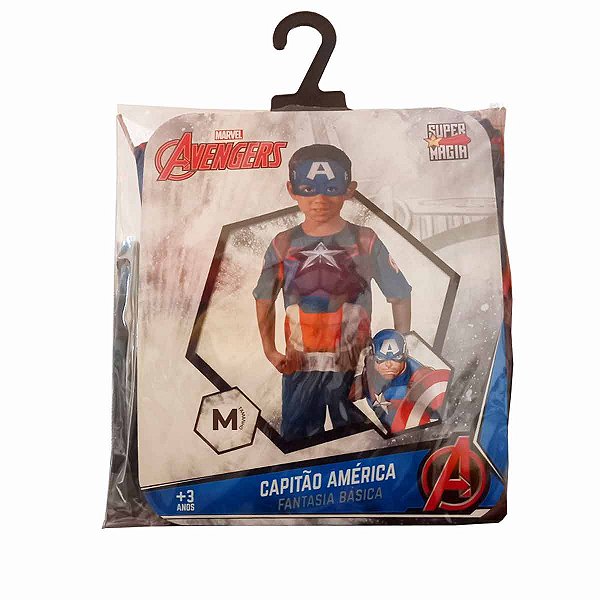 Fantasia Capitão América Básica - Tamanho M