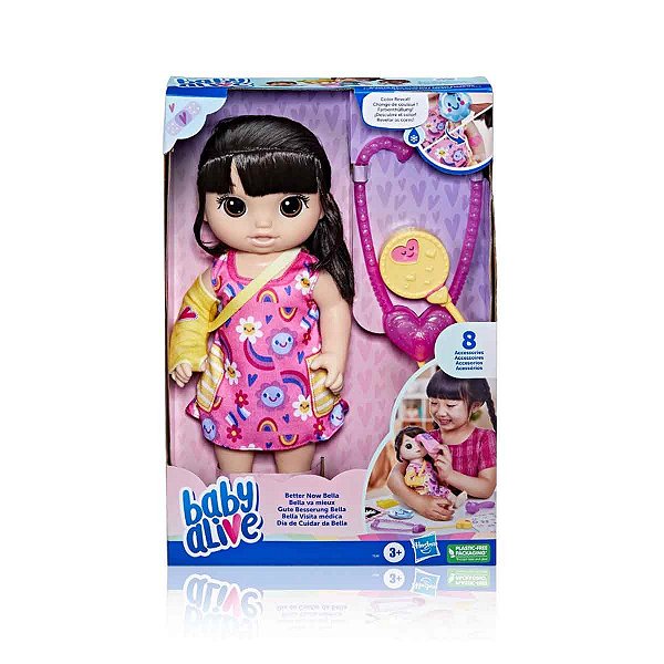 Boneca Baby Alive Dia de Cuidar da Bella Morena Rosa - Hasbro