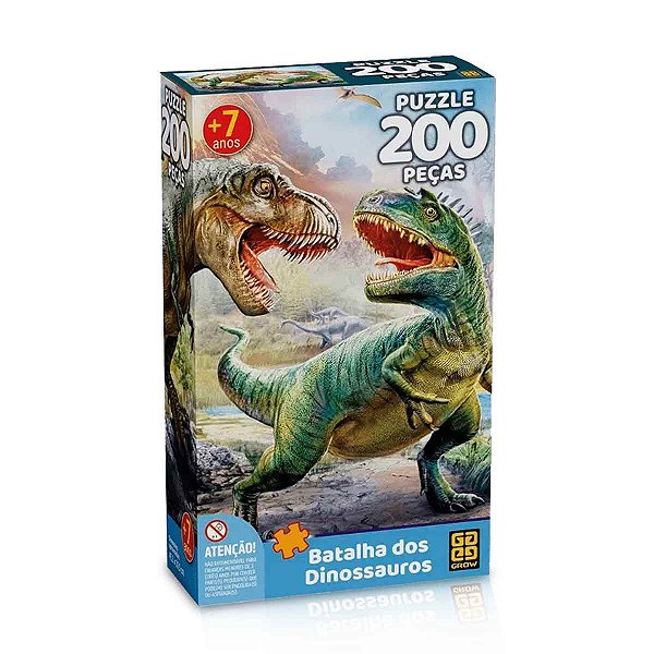 Quebra-Cabeças Batalha dos Dinossauros 200 peças - Grow