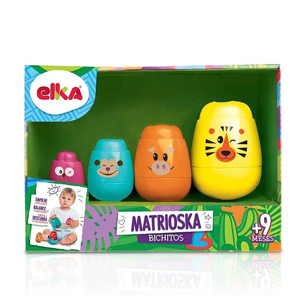 Brinquedo Montar Encaixar Matrioska Bichitos Elka
