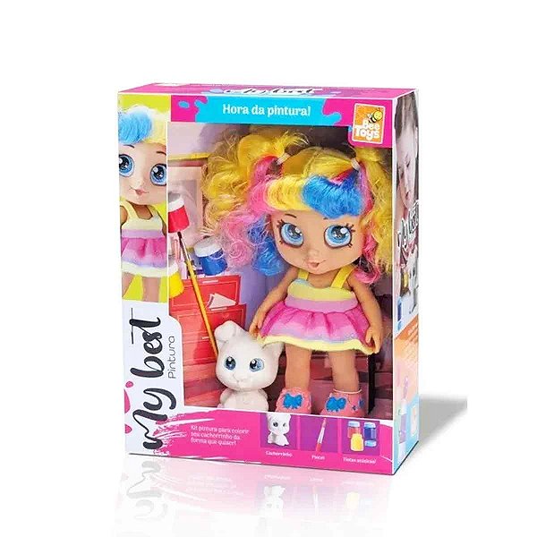 Boneca Menina My Best Pintura Arco Iris - Bee Toys