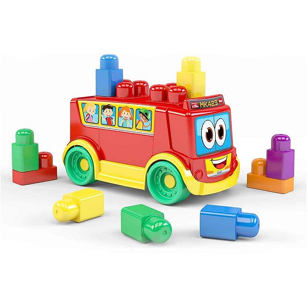 Brinquedo Educativo Didático Ônibus - Bloco de montar