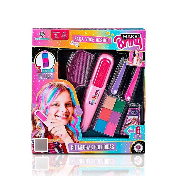 Maquiagem e beleza infantil Mechas de Cabelo Colorida Pintar Cabelo