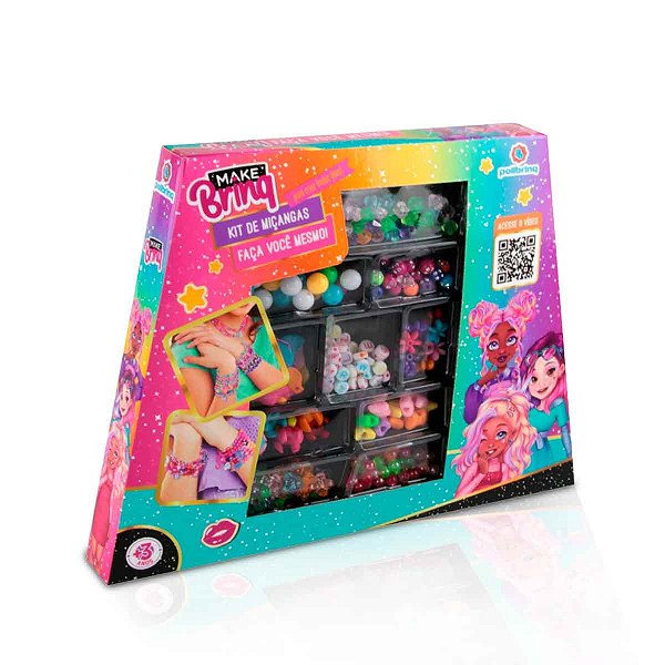 Kit de Miçangas Make Brinq Pulseira Colar e Brinco - Polibrinq