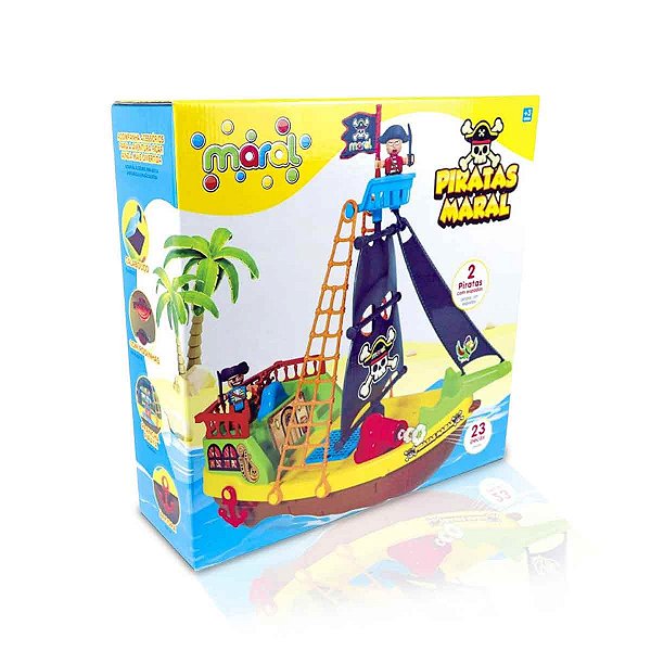 Brinquedo educativo barco pirata com bonecos - maral