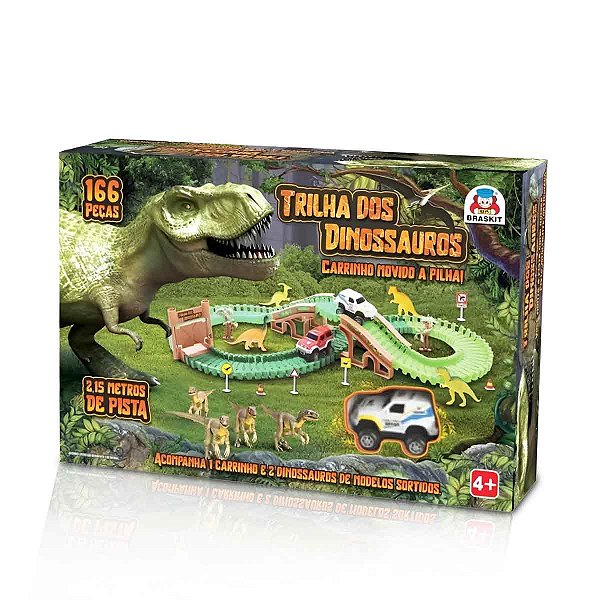 Pista trilha dos dinossauros com carrinho - braskit