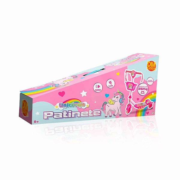 Patinete com cesta luz e som Unicórnio